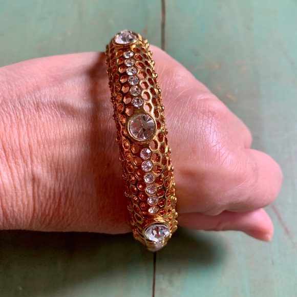 IMAN Global Chic Gold & Crystal Bangle Bracelet - Sz LG NWOT - Stunning Bracelet - Picture 12 of 12
